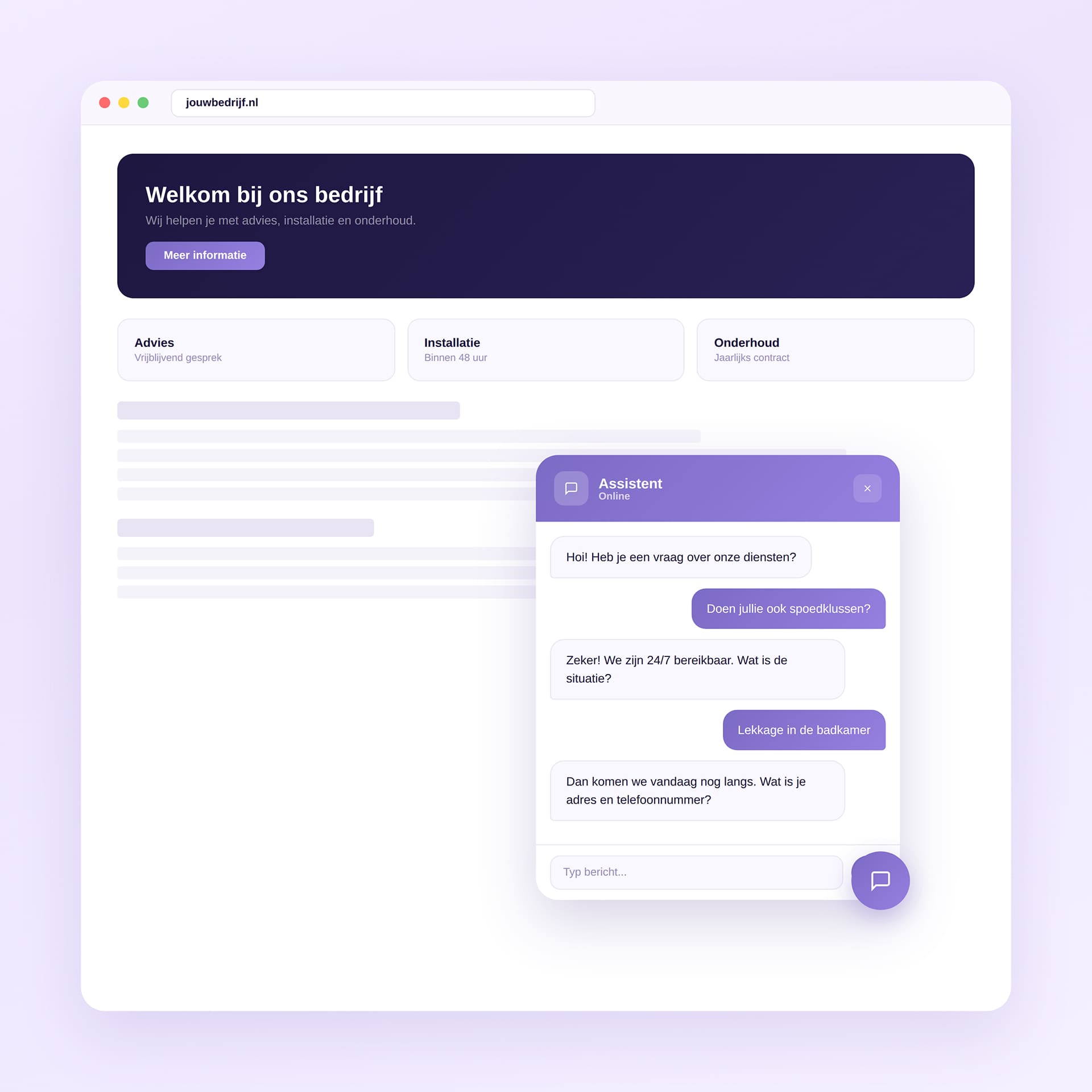 AI chatbot floating chatwidget website